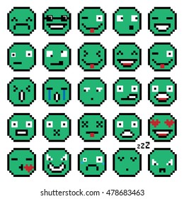 set of emotions set of emoji smile icons smile pixel smile retro 