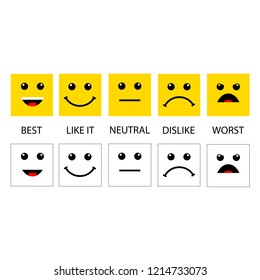  Set emotions. Excellent, good, normal, bad, awful.