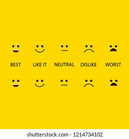 Set emotions. Excellent, good, normal, bad, awful. Vector illustration.