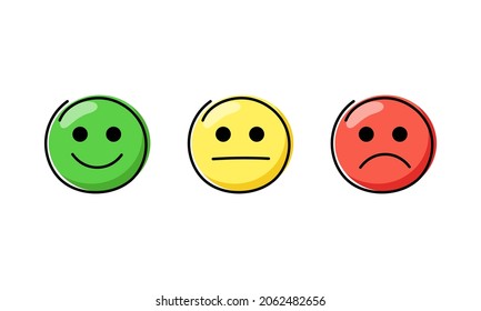 Set of emotions faces. Feedback scale. Vector illustration