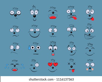 Set emotions. Facial expression. Avatar. Vector illustration of a flat design