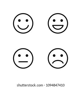 Set Emotions joy, Smile, Sadness, indifference Line icon stock vector illustration. Editable Stroke. 100x100 Pixel Perfect