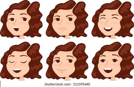 set of emotions of a little girl