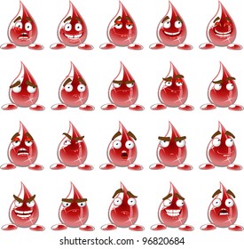 set of emotions red drops of blood