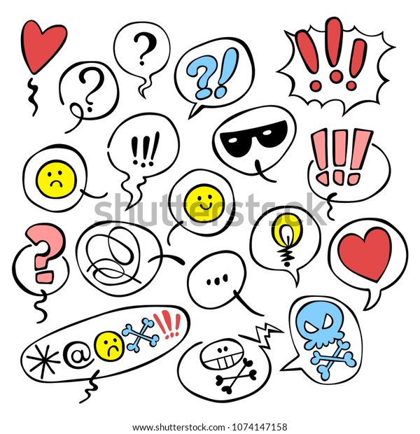 Set Emotions Smilies Question Mark Exclamation Stock Vector (Royalty ...