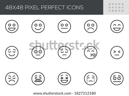 Set of Emotions Vector Line Icons. Smile Icons, Emoji. Feedback, Satisfaction Level. Angry, Sad, Neutral, Happy Emoticons. Editable Stroke. 