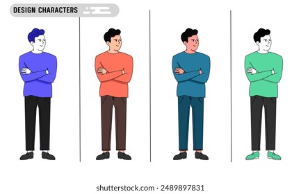 Set of employee design characters with variety of style and colors. Vector illustration 