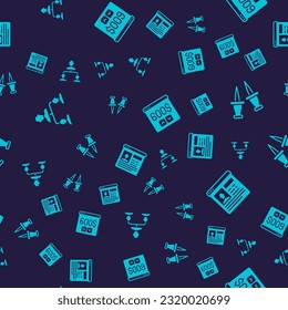 Set Employee hierarchy, Push pin, Monitor with dollar and Resume on seamless pattern. Vector