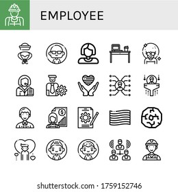 Set of employee icons. Such as Worker, Hat, Man, Desk, Clerk, Manager, Pride, Skill, Human resources, Individual, Job, Wheel, Group , employee icons