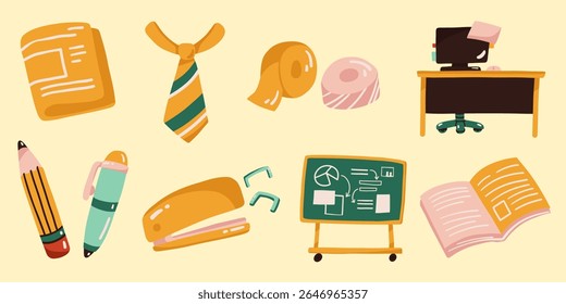Set of employee office elements vector illustration