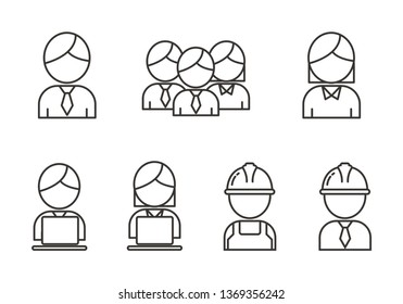 Set of employee and worker icon with outline design 