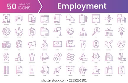 Set of employment icons. Gradient style icon bundle. Vector Illustration