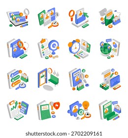 Set of Employment Isometric Illustrations 
