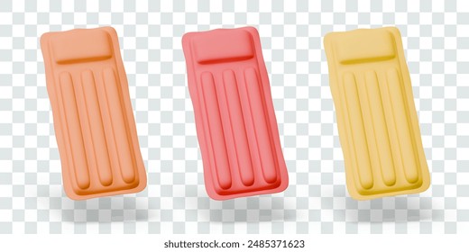 Conjunto de colchones de aire vacíos de diferentes colores. Vector de Plantillas realistas