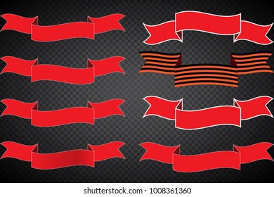 Set of empty banner ribbons isolated on a transparent background. Vector illustration