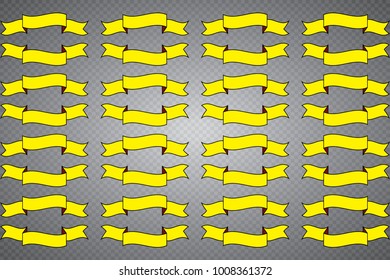 Set of empty banner ribbons isolated on a transparent background. Vector illustration
