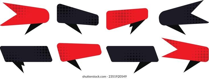 Set of empty banners for Black Friday sale. Abstract template for advertising signs promoting sales and promotions. Background features halftone dots in black and red. Isolated vector illustration