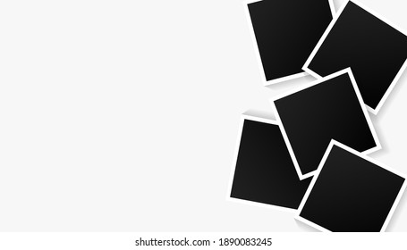 Set of empty black photo frames set on white background. Vector illustration for your photos or memories.