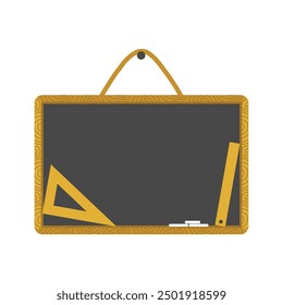 Conjunto de pizarra vacía con marco de madera Ilustración vectorial plana.