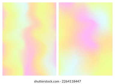Set of empty blur gradient background. Mesh fluid poster with y2k aesthetic. Trendy aesthetic template collection for social media post.