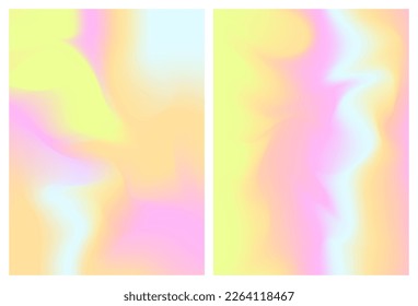 Set of empty blur gradient background. Mesh fluid poster with y2k aesthetic. Trendy aesthetic template collection for social media post.