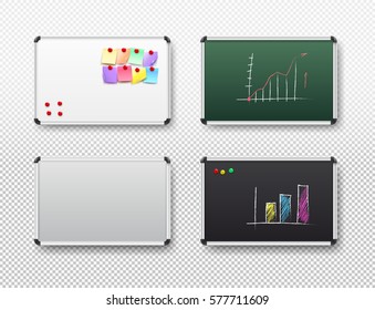 Set of empty board magnets and animation template. Vector illustration EPS 10. Isolated on transparent background.
