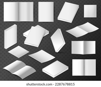 Set of Empty book mockup. Realistic blank book in hardcover in different angles. Applicable for design presentation. Mock Up Template Ready For Your Design. Vector EPS10
