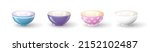 Set of empty bowls. Colorful empty  Noodle bowls isolated on white background. Collection of Kitchen objects for cooking. Bowl realistic. White ceramic glass cooking dishes for food. Vector