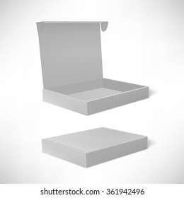 Set of empty boxes for pizza or take out food. Vector take away box for your design.