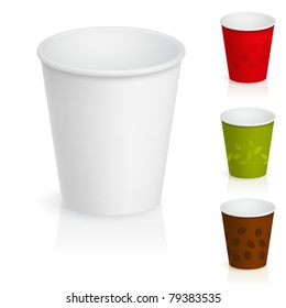 Set of empty cardboard coffee cups. Illustration on white background