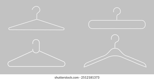 set of empty cloth hanger mock up on white isolated