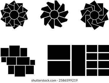 Set of empty collage photo template background. Web layout texture and pattern collection.
