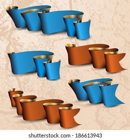 Set of empty color ribbons