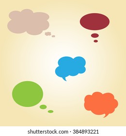 Set of empty colored dialog boxes on background.