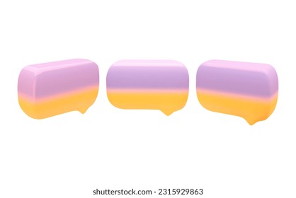 Set of empty colored  text bubbles in various shapes.3d speech bubble dialogue balloon.Thought clouds of different shape.