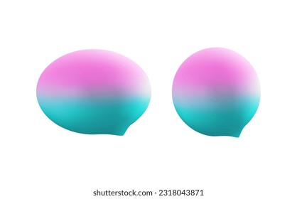 Set of empty colored  text bubbles in various shapes.3d speech bubble dialogue balloon.Thought clouds of different shape.
