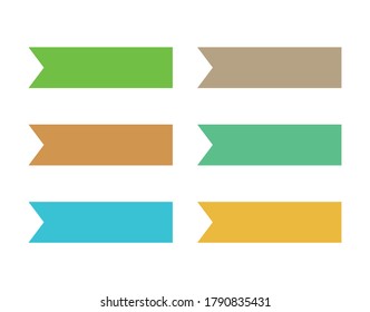 set of empty colorful ribbons with copy space on white background