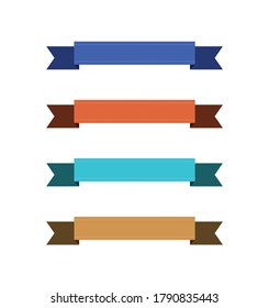 set of empty colorful ribbons with copy space on white background