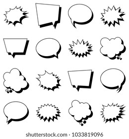 set of empty comic speech bubbles with flat shadows. vintage pop art dialog elements easy to edit and customize. eps 10