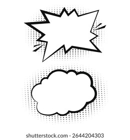 Set of Empty Comic Speech Bubbles – Hand Drawn Vector Pop Art Elements for Dialogue and Expression