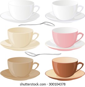 The set of empty cups in different colors.