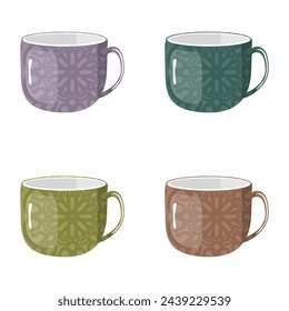 Set with empty cups on white background design art decor collection clipart 