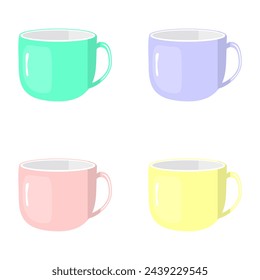 Set with empty cups on white background design art decor collection clipart 