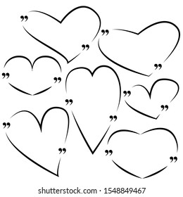 set of empty drawn frames heart for quotes. love. valentine's day. abstract vector image eps10
