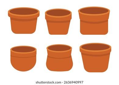 Set of empty flower pots for house plants vector design illustration. Suitable for clip art, stickers, flat design illustration, etc