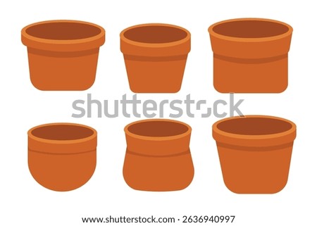 Set of empty flower pots for house plants vector design illustration. Suitable for clip art, stickers, flat design illustration, etc