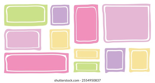 Set of empty frames. Empty speech bubbles. Large collection of  text boxes on isolated background.