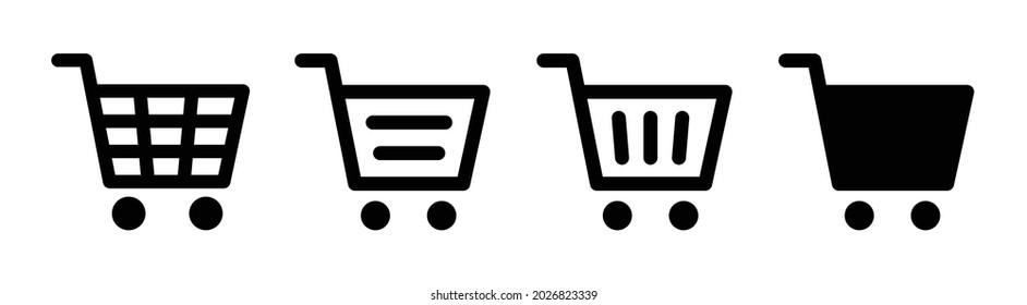 Set of empty and full shopping cart icon isolated on white background.
