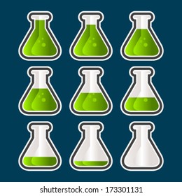 Set of empty and full test tube icons