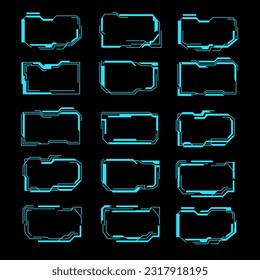 Set of empty futuristic frames for hud interface.Vector illustration.